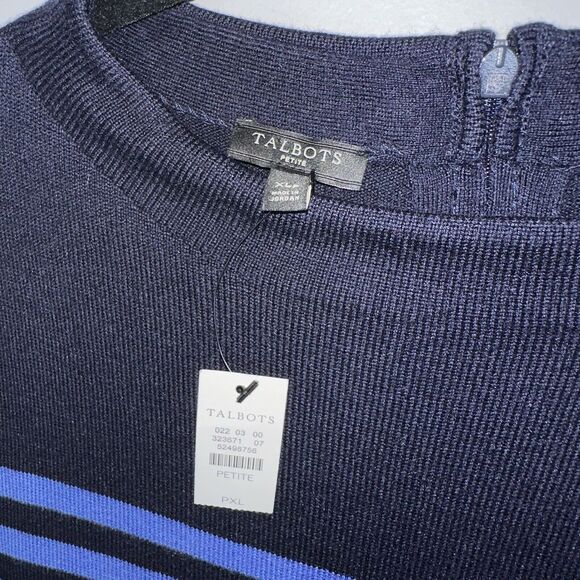 Talbots Women’s Striped Long Sleeve Sweater Crewneck Blue Size XLP NWT - Picture 4 of 5